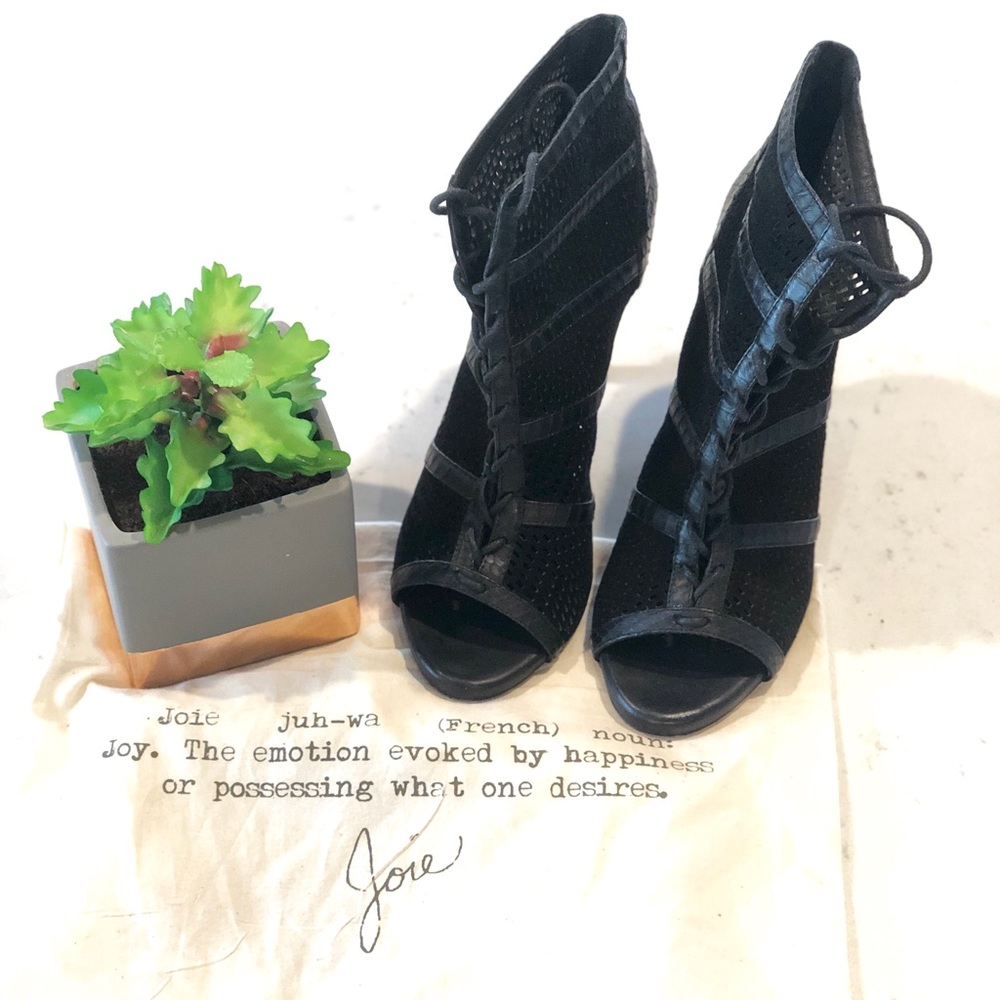 Joie Lace up Black Heels